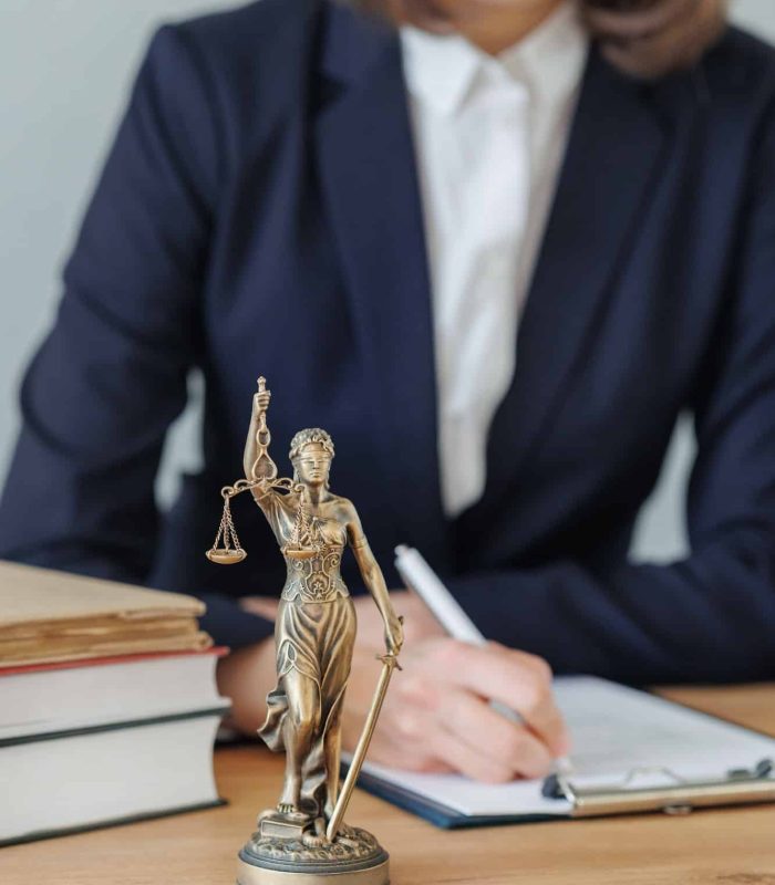 woman lawyer or a court representative sits in the office and checks the legal contract, Property Litigation Lawyer, Employment Law Solicitors London, Data Breach Lawyer